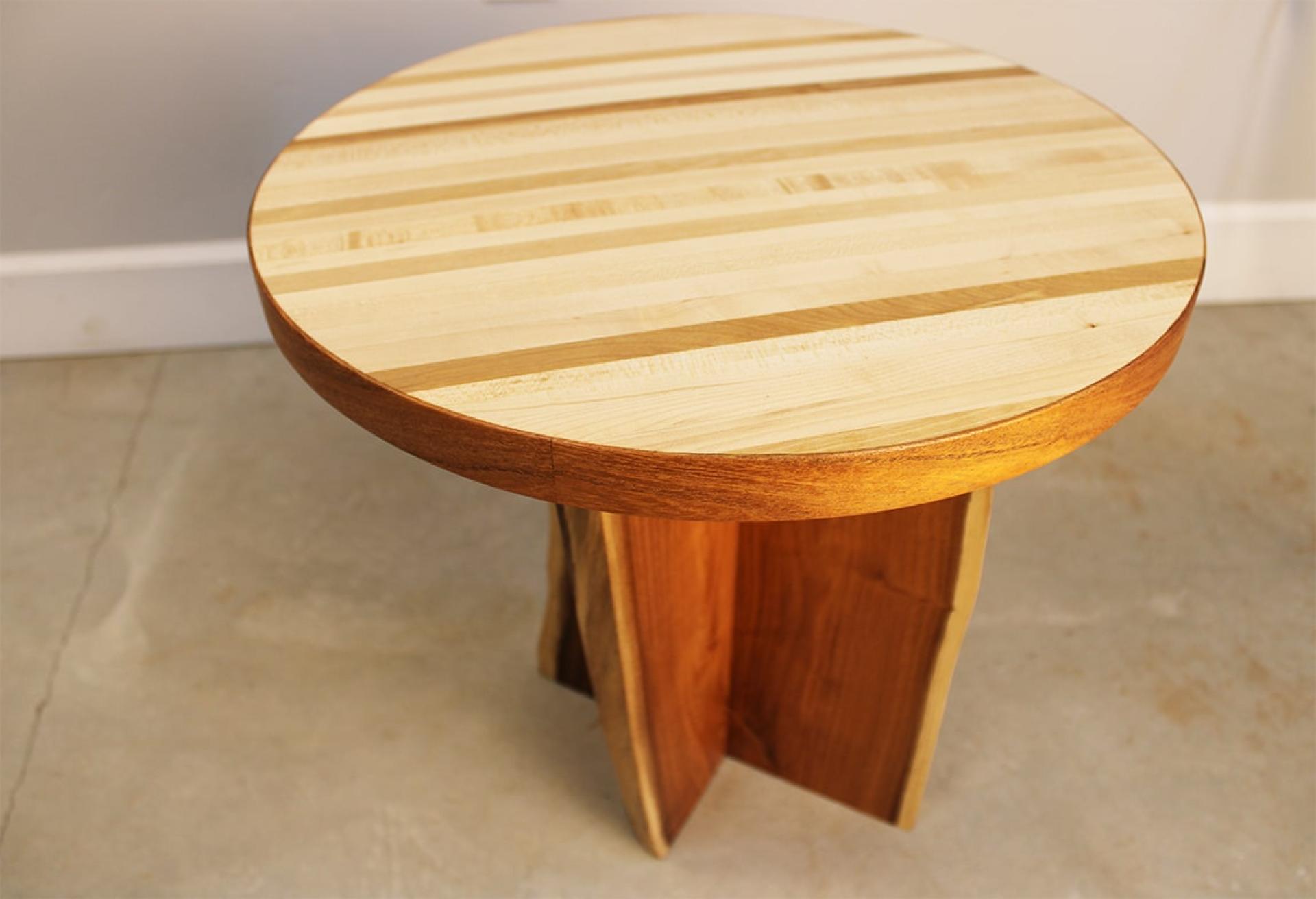 Side Table With Live Edge X Base