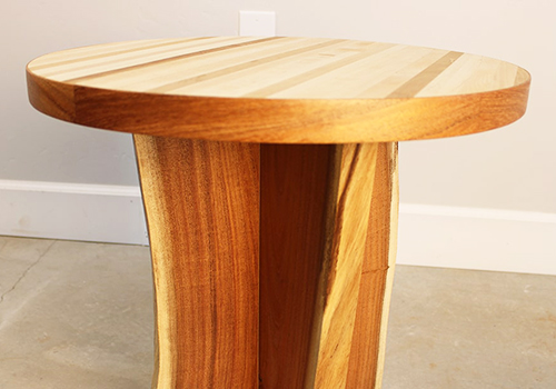 Side Table With Live Edge X Base